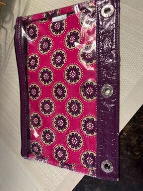 Vera Bradley Pink and purple Floral Vinyl accessory bag.